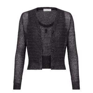 Dior Twinset Black Mohair Alpaca and Silk Blend Knit