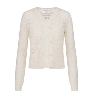 Dior Twinset Ecru Mohair and Alpaca Blend Lace
