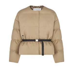 Dior Puffer Jacket with Belt Beige Cotton Gabardine with Dior Oblique Interior