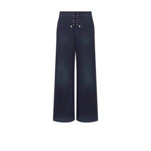 Dior Flared Pants Deep Blue Stonewashed Stretch Cotton Gabardine