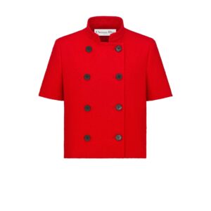 Dior Short Sleeved Jacket Red Virgin Wool and Cotton Boucle Blend