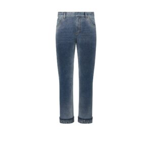 Dior Regular Fit Jeans Blue Stonewashed Cotton Denim with Dior Oblique Interior