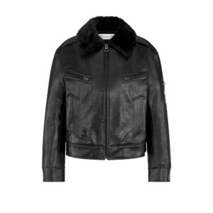 Dior Jacket Black Taurillon Leather with White Miss Dior Graffiti Signature