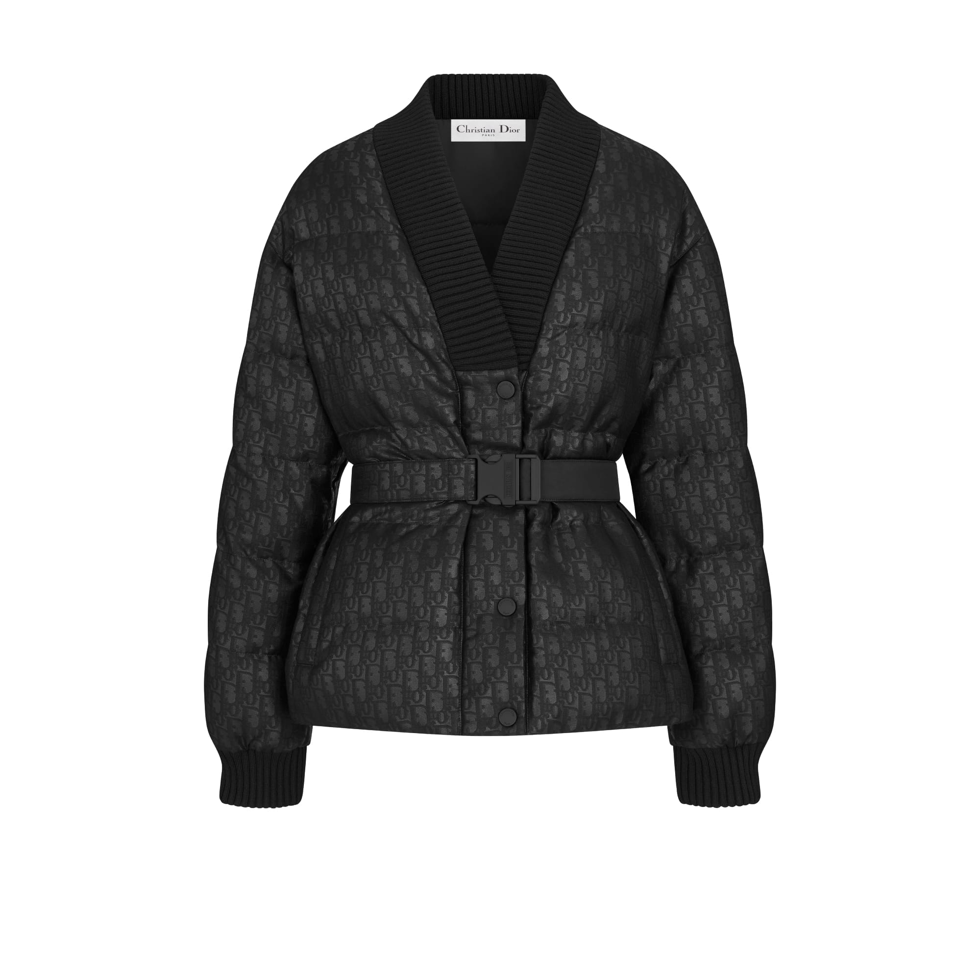 DiorAlps Reversible Belted Jacket Black Quilted Technical Taffeta Jacquard with Dior Oblique Motif
