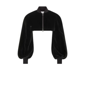 Dior Cropped Bomber Jacket Black Cotton Velvet