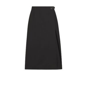 Dior Mid Length Wrap Skirt Black Wool and Mohair