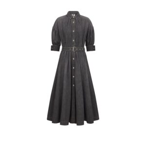 Dior Flared Mid Length Dress Black Stonewashed Cotton Denim