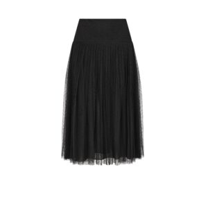 Dior Pleated Mid Length Skirt Black Plumetis Tulle
