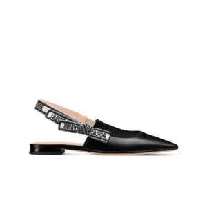 J'Adior Slingback Flat Black Calfskin