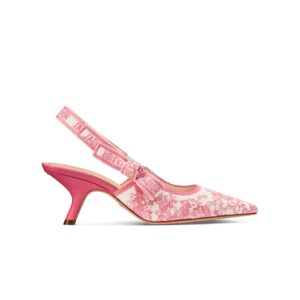 Dioriviera J'Adior Slingback Pump Cotton Embroidered with Candy Pink Toile de Jouy Sauvage Motif