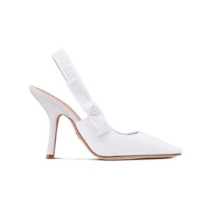 J'Adior Slingback Pump White Cotton Embroidery