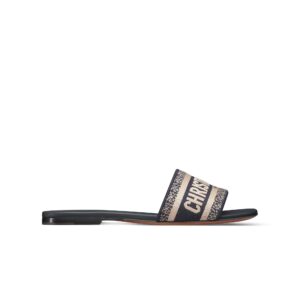 Dior Dway Slide Deep Blue Embroidered Cotton