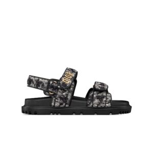 Dioract Sandal Black and White Houndstooth Tweed