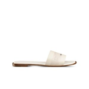 Dior Dway Slide White Calfskin and Embroidered Cotton