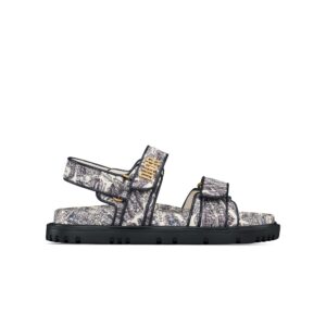 Dioract Sandal White and Navy Blue Technical Fabric with Plan de Paris Print