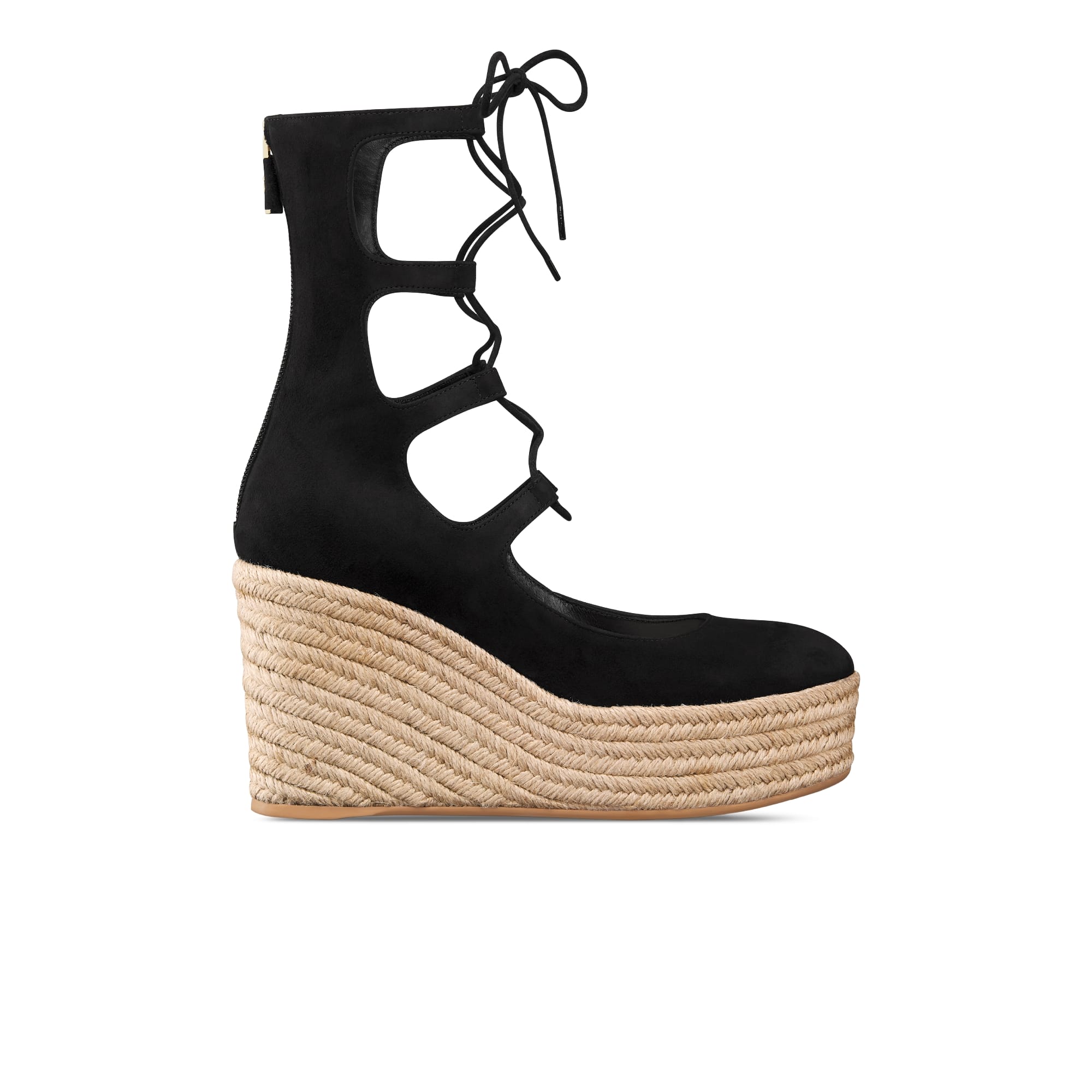 Dioriver Laced Wedge Sandal-Boot Black Suede Goatskin