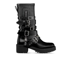 Dior D-Fight Ankle Boot Black Calfskin and Leather-Effect Stretch Material