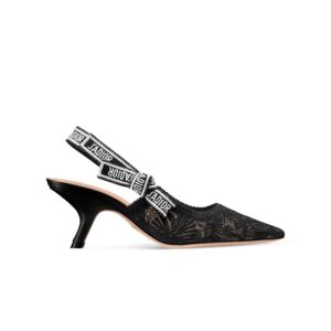 J'Adior Slingback Pump Transparent Mesh with Black Dior Chardons Embroidery