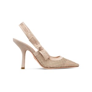 J'Adior Slingback Pump Transparent Mesh Embroidered with Nude Strass