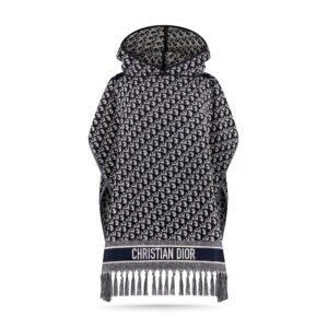 Dior Oblique Hooded Poncho Navy Blue Cotton