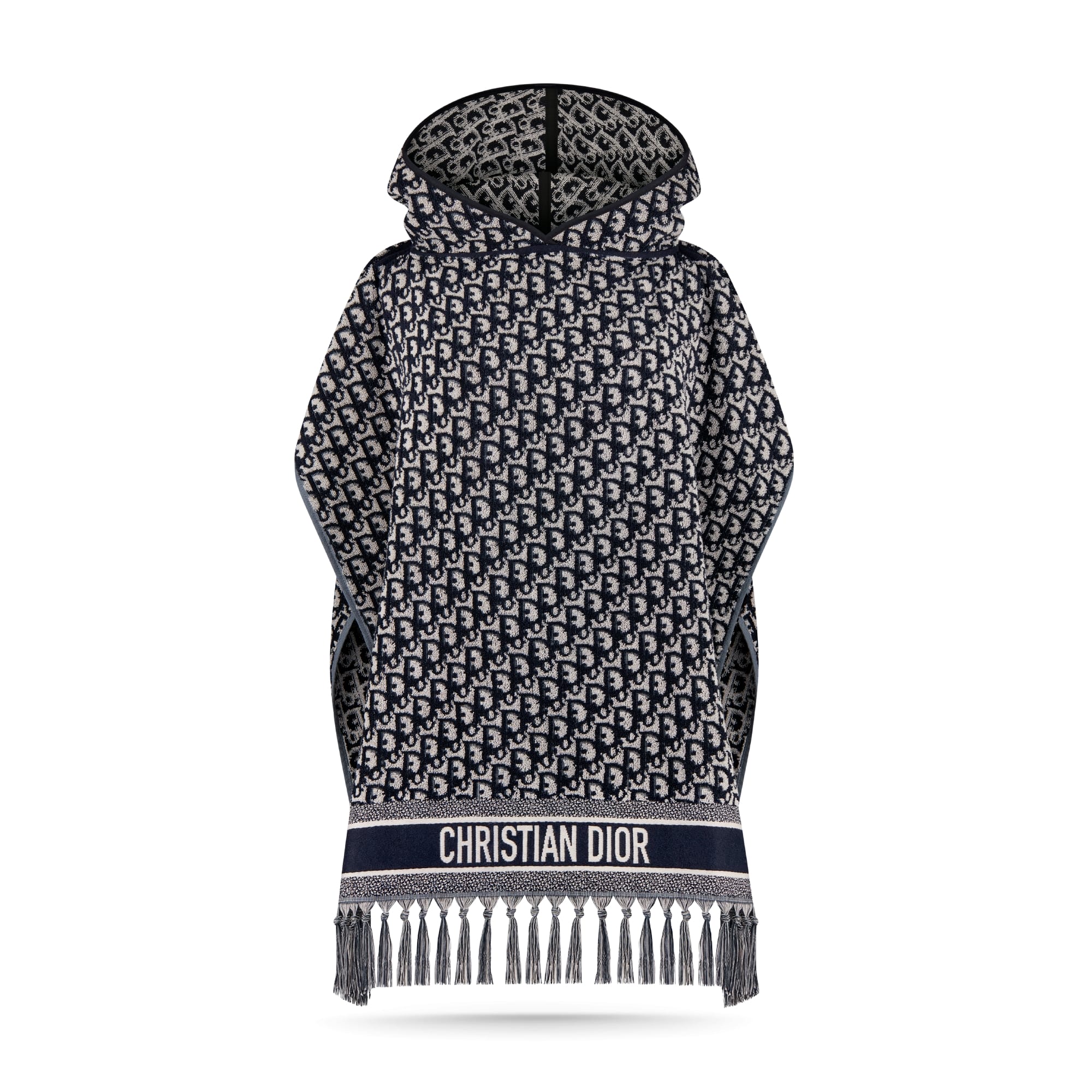 Dior Oblique Hooded Poncho Navy Blue Cotton