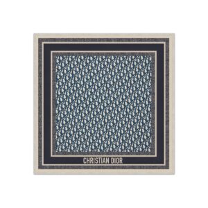 Dior Oblique Diortwin 70 Square Scarf Navy Blue Silk Twill