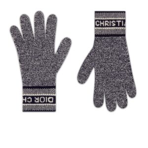 Dior D-White Gloves Navy Blue Wool and Cashmere Knit