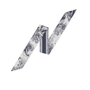 Dior Toile de Jouy Sauvage Mitzah Scarf Ivory and Navy Blue Silk Twill