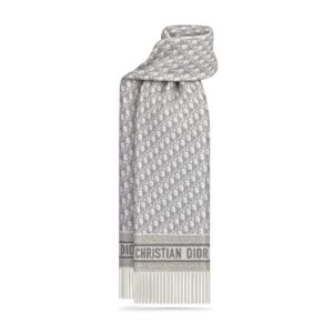 Dior Oblique Scarf Ecru and Gray Cashmere