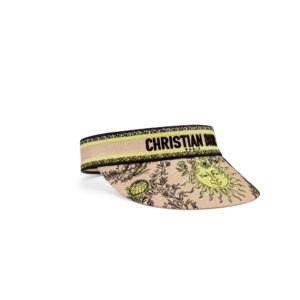 Dioriviera D-Smash Toile de Jouy Soleil Visor Lemon Yellow and Beige Embroidery
