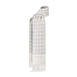 Dior Graphic Cannage Scarf Ivory and Gray Wool
