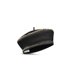 Dior Arty Beret Black Calfskin and Gold-Finish Studs