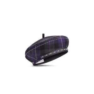 Dior Arty Check'n'Dior Beret Black and Purple Virgin Wool with Silver-Finish Studs and White Metal Pearls