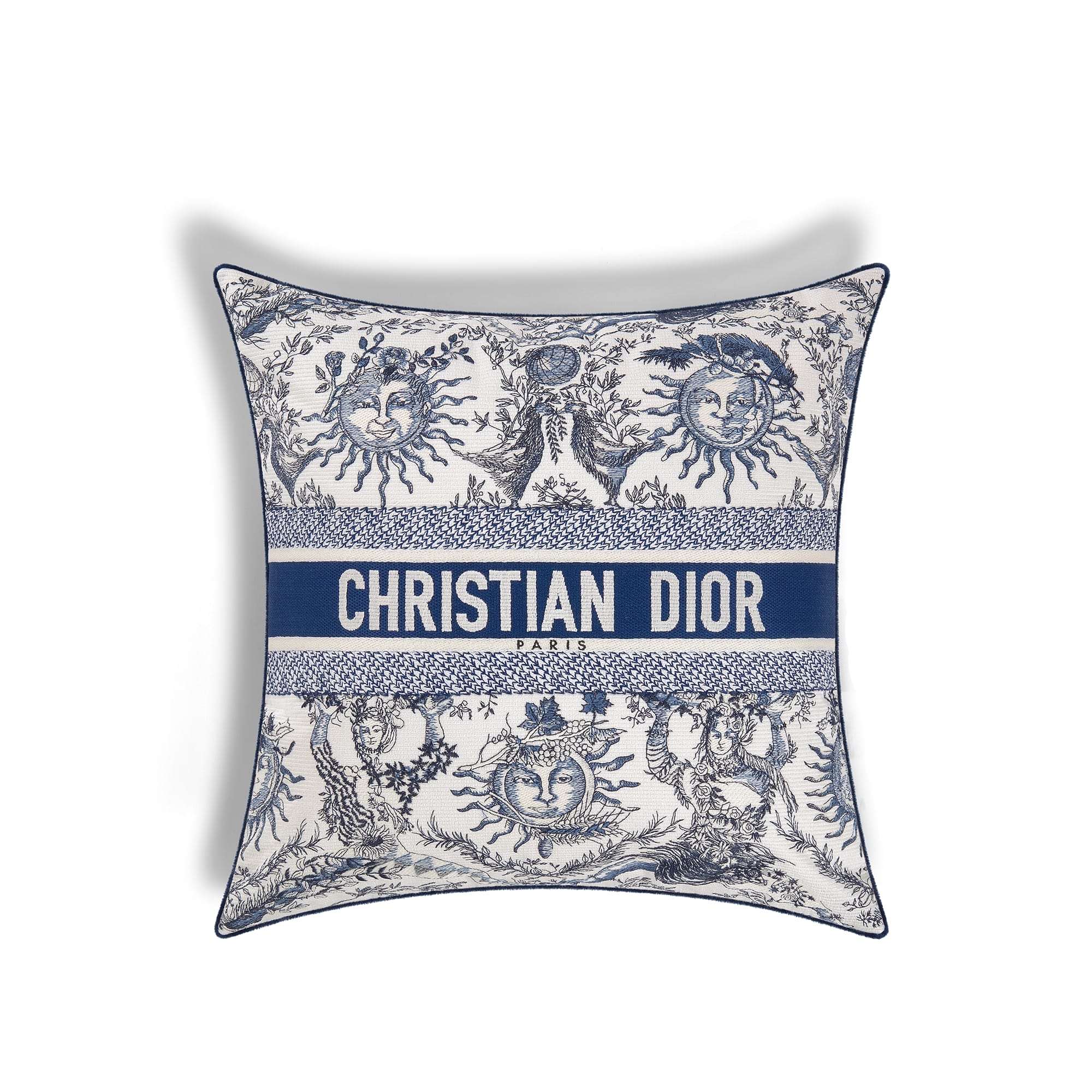 Dior Small Square Pillow Blue and Beige Dior Chez Moi