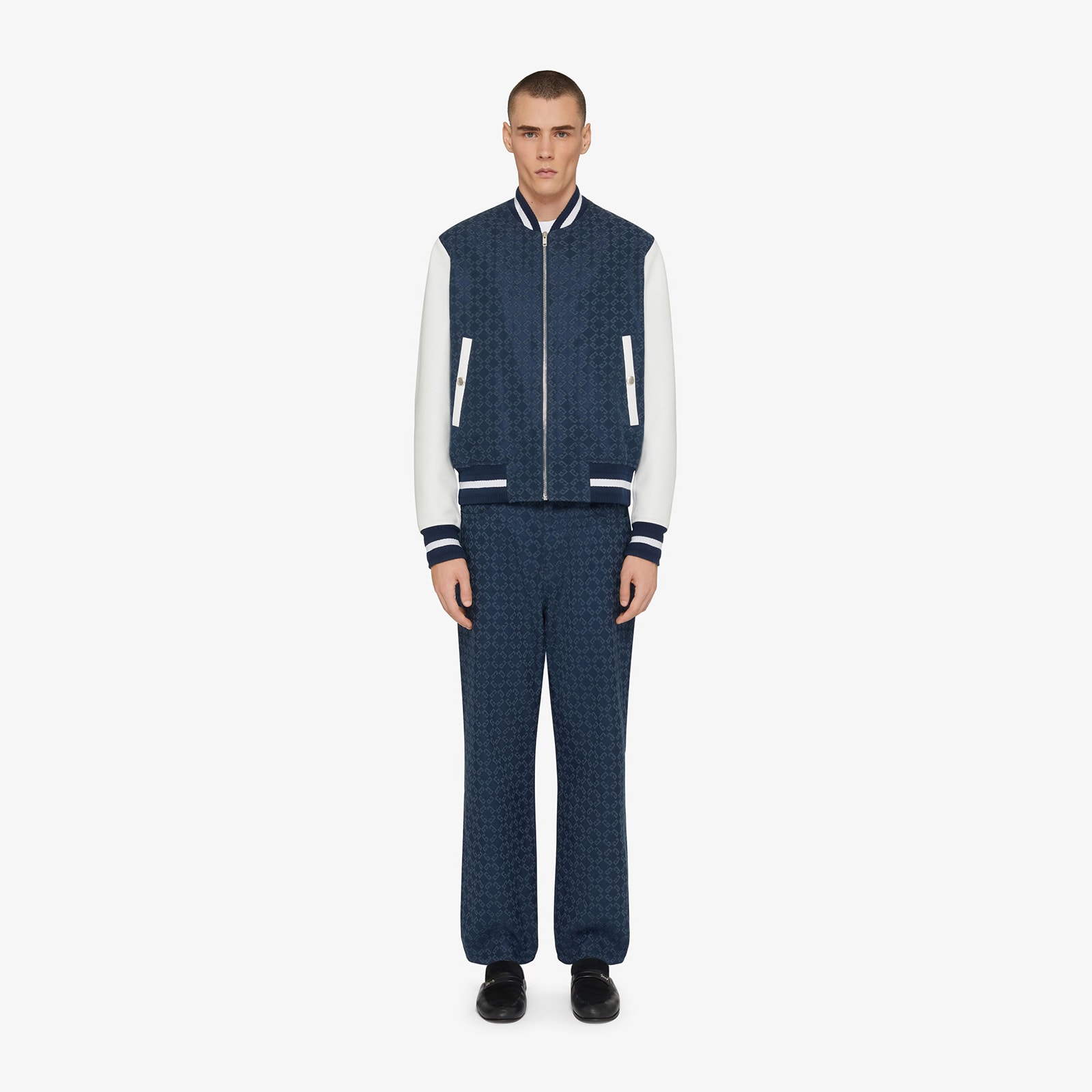 Givenchy Men's Varsity Jacket In Denim Monogram 72 And Leather