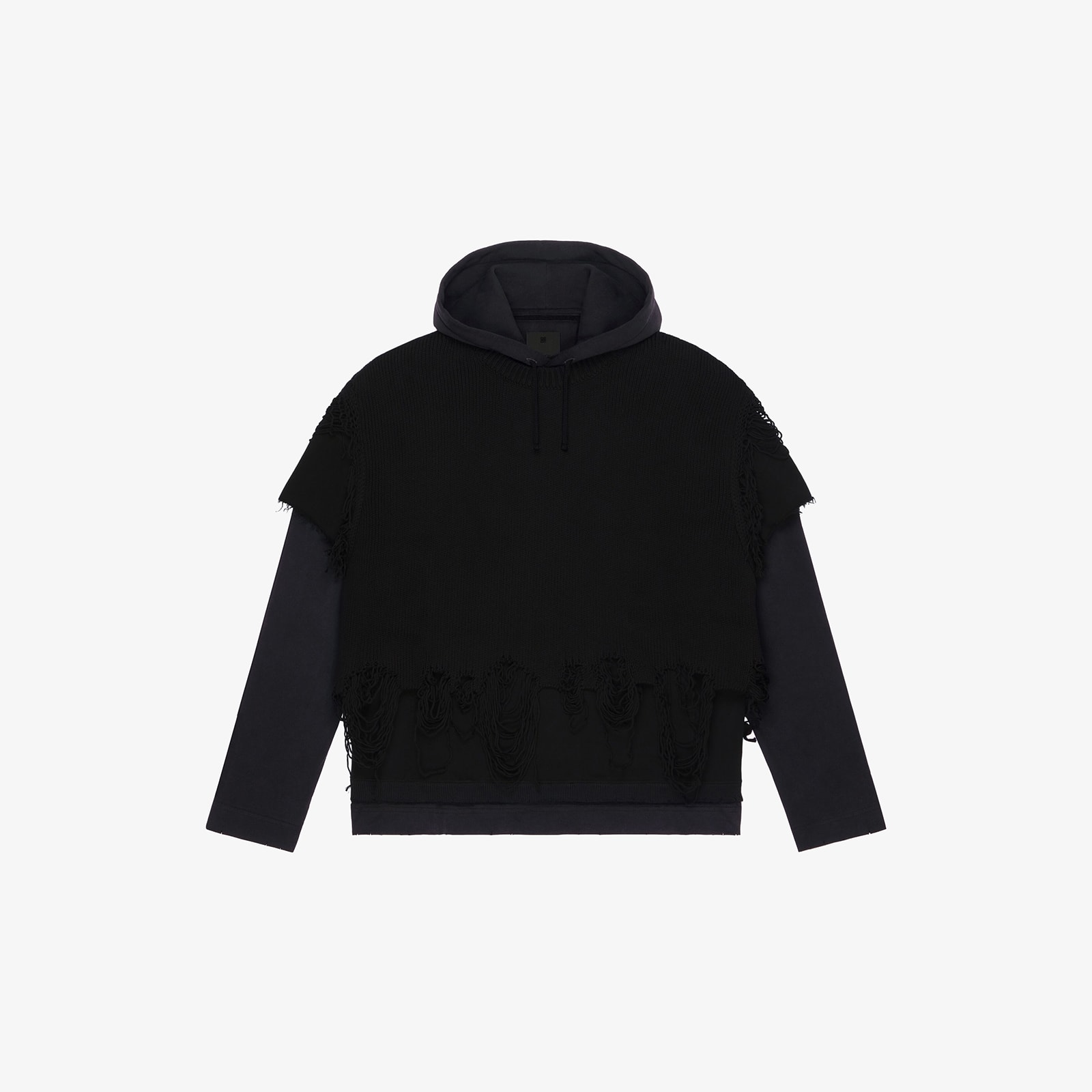 Givenchy Men's Overlapped Hoodie In Destroyed Jersey Knit