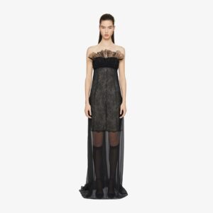 Givenchy Women's Bustier Dress In Chiffon With Lace