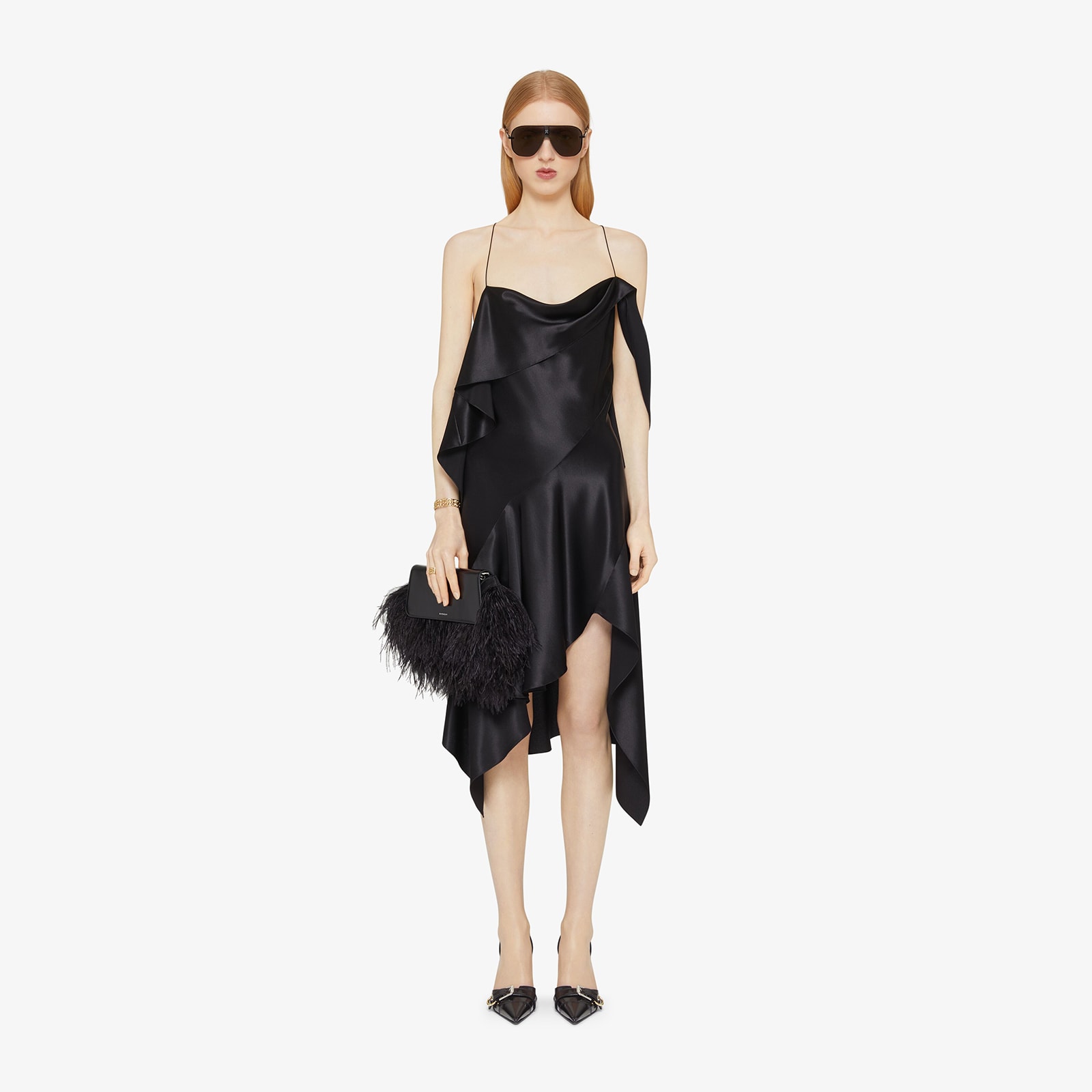 Givenchy Women's Asymmetric Draped Dress In Satin