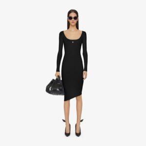 Givenchy Women's Asymmetric Dress In Ribbed Cotton With 4G Liquid Detail