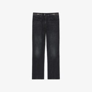 Givenchy Women's Boot Cut Pants In Denim With Chains Detail