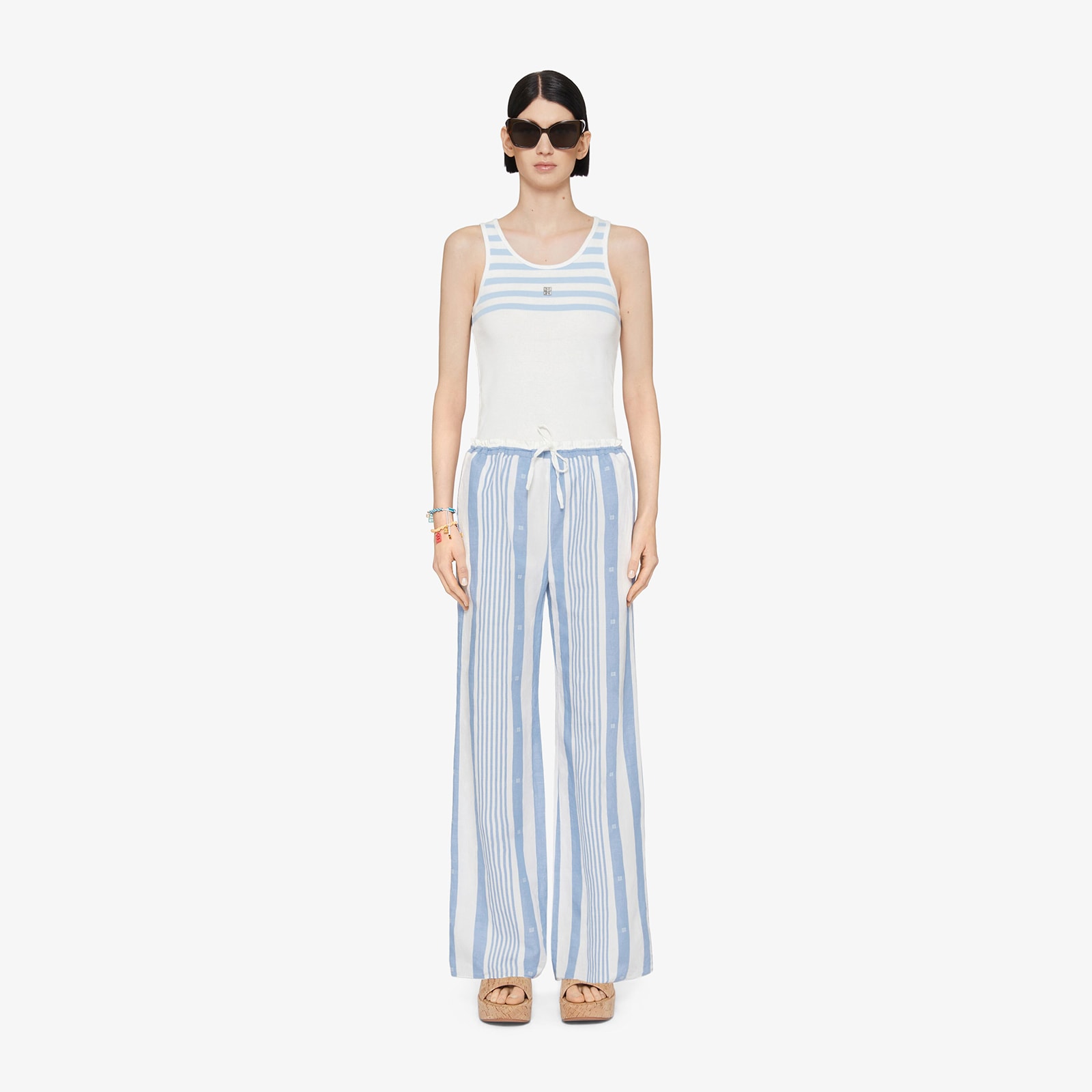 Givenchy Women's Slim Fit Striped Tank Top In Cotton And 4G Detail