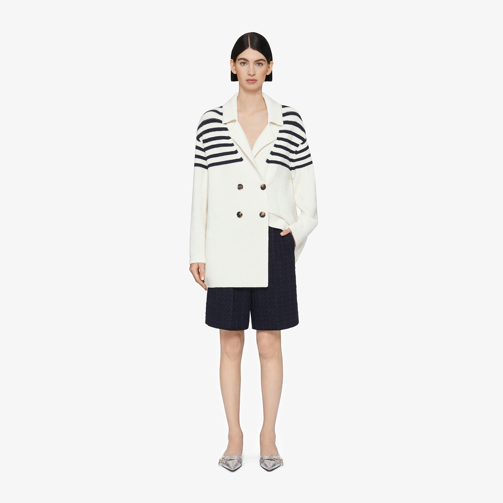 Givenchy Women's 4G Striped Cardigan In Wool And Cotton