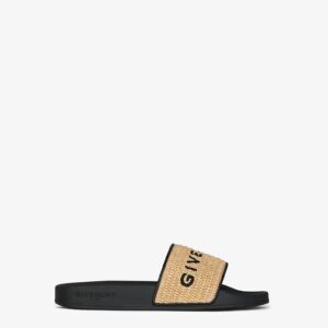 Givenchy Slide Flat Sandals In Raffia