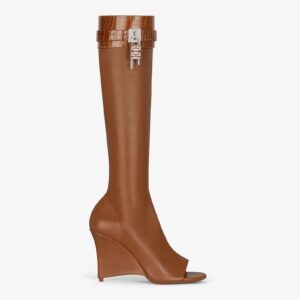 Givenchy Shark Lock Stiletto Sandal Boots In Leather