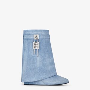 Givenchy Shark Lock Ankle Boots In Washed Denim
