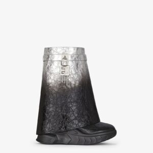 Givenchy Shark Lock Biker Ankle Boots In Laminated Leather
