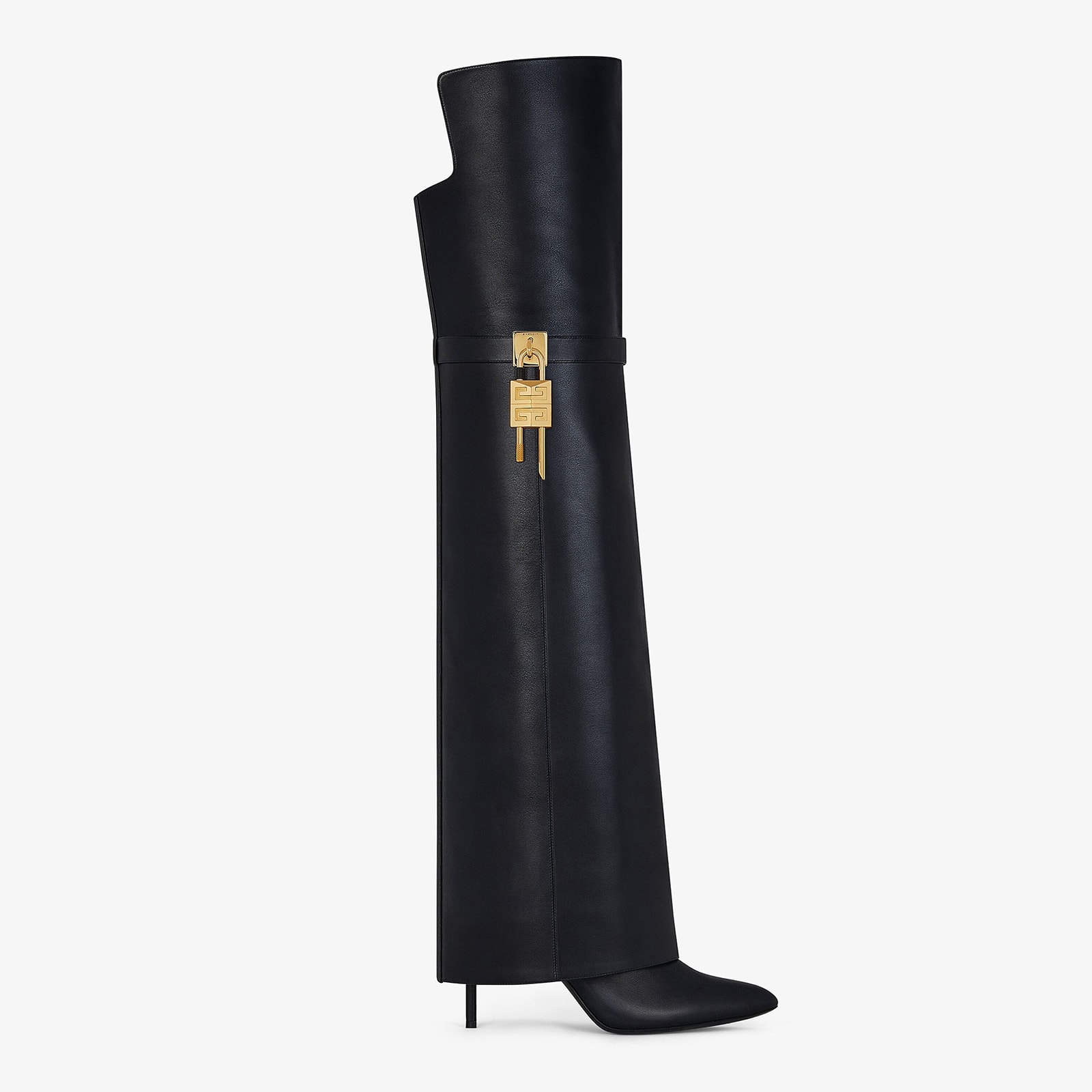 Givenchy Shark Lock Stiletto Over-The-Knee Boots In Leather