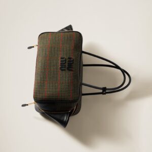 Replica Designer Bag Miu Miu Beau Tartan Top-Handle Bag With Leather Details