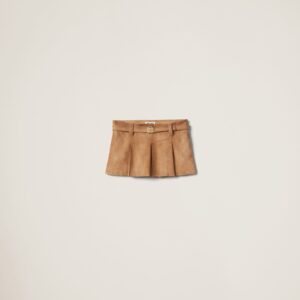 Miu Miu Pleated Suede Skirt