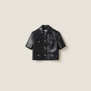 Miu Miu Short-Sleeved Nappa Leather Jacket